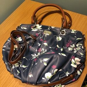Navy Floral Medium Crossbody Purse